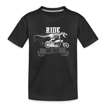 Chevaucher ou mourir dinosaure - T-shirt bio Premium Enfant - noir - Devant