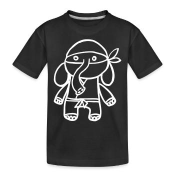Elefant Ninja - Kinder Premium Bio T-Shirt - Schwarz - Vorne