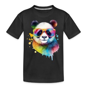 Panda coloré cool avec des lunettes de soleil - T-shirt bio Premium Enfant - noir - Devant