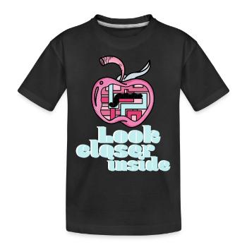 Schauen Sie genauer hinein - Kinder Premium Bio T-Shirt - Schwarz - Vorne
