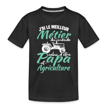 Papa et agriculture - T-shirt bio Premium Enfant - noir - Devant