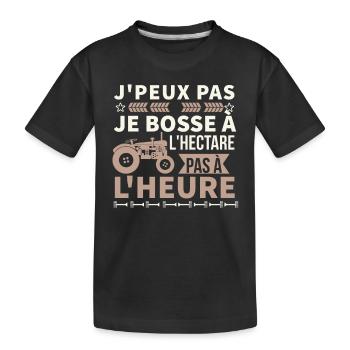 Agriculteur je bosse à l hectare pas à l heure - T-shirt bio Premium Enfant - noir - Devant