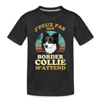Je Peux pas mon border collie m attend - T-shirt bio Premium Enfant - noir - Devant