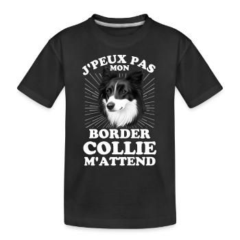 Border collie Retro chien doux - T-shirt bio Premium Enfant - noir - Devant