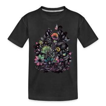 Flower Power - Kinder Premium Bio T-Shirt - Schwarz - Vorne