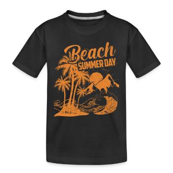 Beach Summer Day 1 - Kids' Premium Organic T-Shirt - black - Front