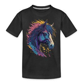Pop Art Horse - Kinder Premium Bio T-Shirt - Schwarz - Vorne