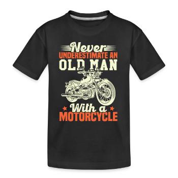 Unterschätzen Sie niemals einen alten Mann mit einem Motorrad - Kinder Premium Bio T-Shirt - Schwarz - Vorne