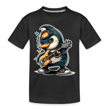 Rocker Penguin - Kids' Premium Organic T-Shirt - black - Front