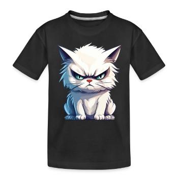cat grumpy grumpy grumpy meow funny - Kids' Premium Organic T-Shirt - black - Front