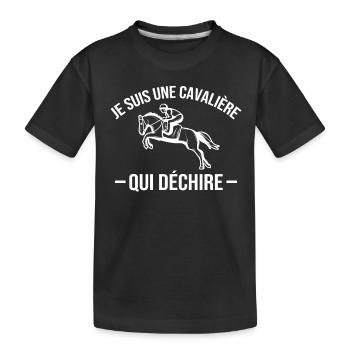 Je suis Une cavalière Qui déchire - T-shirt bio Premium Enfant - noir - Devant