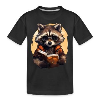 Waschbär - Kinder Premium Bio T-Shirt - Schwarz - Vorne