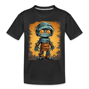Halloween Spooky Cartoon Mummy - Kinder Premium Bio T-Shirt - Schwarz - Vorne
