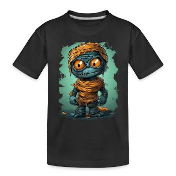 Halloween Spooky Cartoon Mummy - Kinder Premium Bio T-Shirt - Schwarz - Vorne