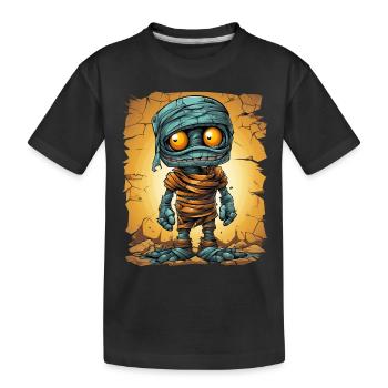 Halloween Spooky Cartoon Mummy - Kinder Premium Bio T-Shirt - Schwarz - Vorne