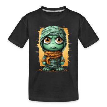 Halloween Spooky Cartoon Mummy - Kinder Premium Bio T-Shirt - Schwarz - Vorne