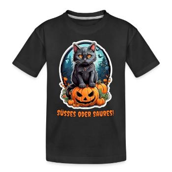 Halloween Cat Design 3.1 - Kids' Premium Organic T-Shirt - black - Front