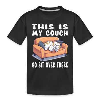 Chat, Canapé, Canapé, Drôle, Humour, Typique, Dessin Animé - T-shirt bio Premium Enfant - noir - Devant