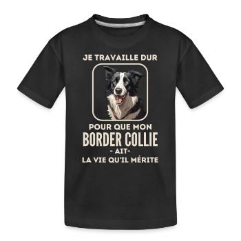 Chien de race border collie 6 - T-shirt bio Premium Enfant - noir - Devant