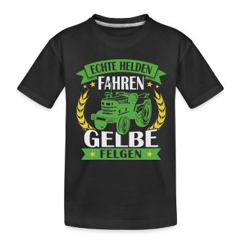 Echte helden fahren gelbe felgen - Kinder Premium Bio T-Shirt - Schwarz - Vorne