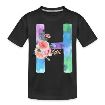 Lettre H watercolor - T-shirt bio Premium Enfant - noir - Devant