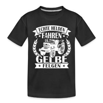 Echte helden fahren gelbe felgen - Kinder Premium Bio T-Shirt - Schwarz - Vorne