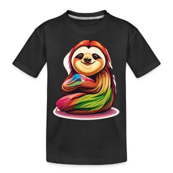 Kuscheliges Faultier - Kinder Premium Bio T-Shirt - Schwarz - Vorne
