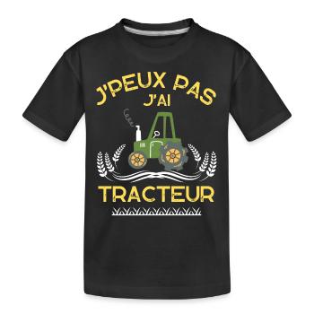 je peux pas jai tracteur fermier agriculture - T-shirt bio Premium Enfant - noir - Devant