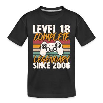 Level 18 Schließe das Geburtstagsgeschenk 2006 ab - Kinder Premium Bio T-Shirt - Schwarz - Vorne