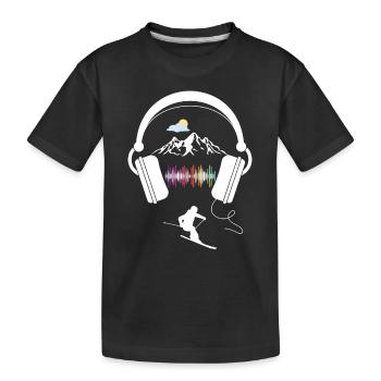 Faire du ski et écouter de la musique - T-shirt bio Premium Enfant - noir - Devant