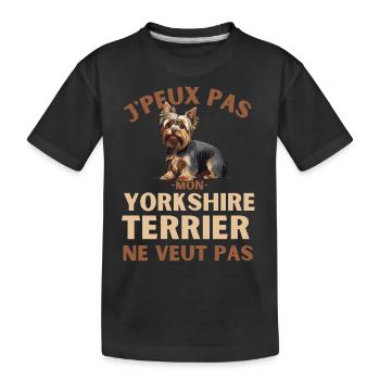 Chien de race yorkshire terrier - T-shirt bio Premium Enfant - noir - Devant