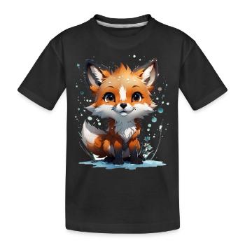 Kleiner süßer Fuchs - Kinder Premium Bio T-Shirt - Schwarz - Vorne