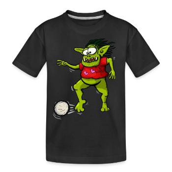 Leprechaun joue au football - T-shirt bio Premium Enfant - noir - Devant
