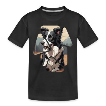 Chien de race border collie - T-shirt bio Premium Enfant - noir - Devant