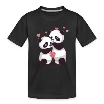 Ich liebe dich, Panda - Kinder Premium Bio T-Shirt - Schwarz - Vorne