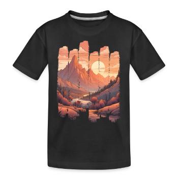 Naturlandschaft Sunset Mountains - Kinder Premium Bio T-Shirt - Schwarz - Vorne