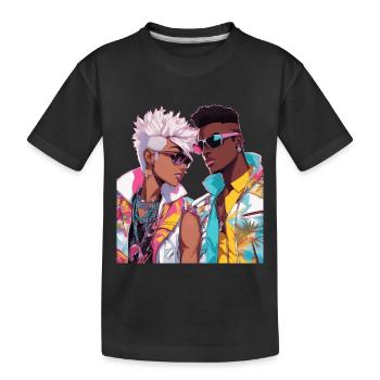 Anime-Herz überspringt Beats - Kinder Premium Bio T-Shirt - Schwarz - Vorne