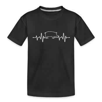 Schwein Herzschlag - Kinder Premium Bio T-Shirt - Schwarz - Vorne