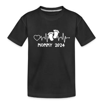 Mommy 2024 Herzschlag - Kinder Premium Bio T-Shirt - Schwarz - Vorne