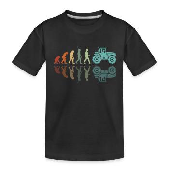 Evolution des Traktors - Kinder Premium Bio T-Shirt - Schwarz - Vorne