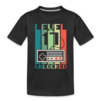 Level 17 freigeschaltet - Kinder Premium Bio T-Shirt - Schwarz - Vorne
