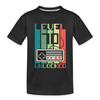 Level 70 freigeschaltet - Kinder Premium Bio T-Shirt - Schwarz - Vorne