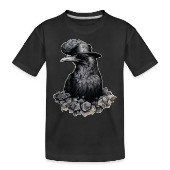 Steampunk Rabe - Kinder Premium Bio T-Shirt - Schwarz - Vorne