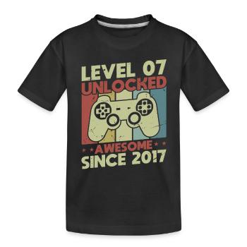 Level 7 unlocked - Kids' Premium Organic T-Shirt - black - Front