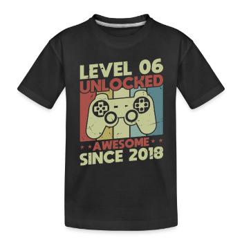 Level 6 freigeschaltet - Kinder Premium Bio T-Shirt - Schwarz - Vorne