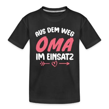 Aus dem weg Oma im einsatz - Kinder Premium Bio T-Shirt - Schwarz - Vorne
