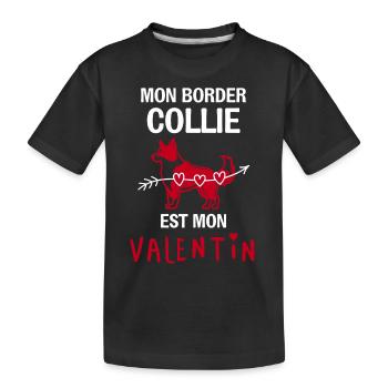 Mon Border collie est mon valentin 2 - T-shirt bio Premium Enfant - noir - Devant