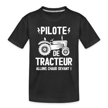 Pilote de tracteur agriculture - T-shirt bio Premium Enfant - noir - Devant