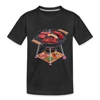 Le plaisir du barbecue en 2D : Sizzling Barbecue Delicatessen - T-shirt bio Premium Enfant - noir - Devant