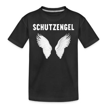 Ich bin ein Schutzengel mit Flügeln ein Engel - Kinder Premium Bio T-Shirt - Schwarz - Vorne